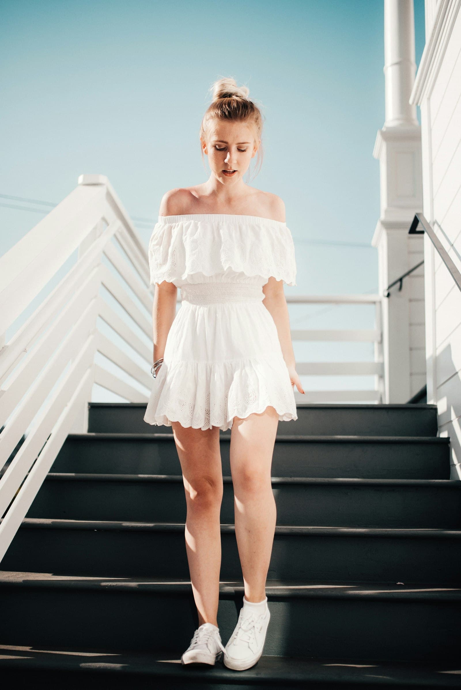 Eyelet Off-Shoulder Dress