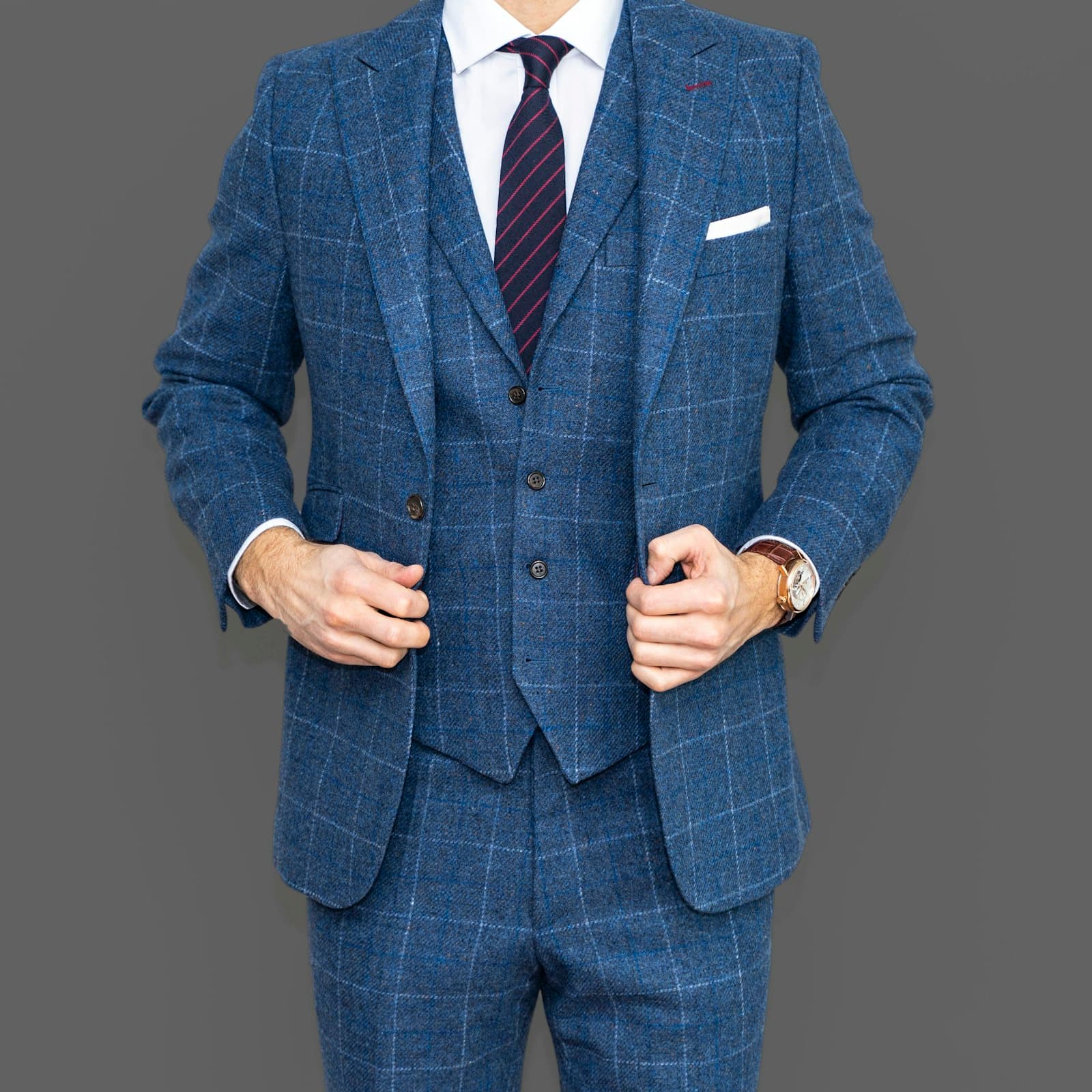 Windowpane Three-Piece Suit